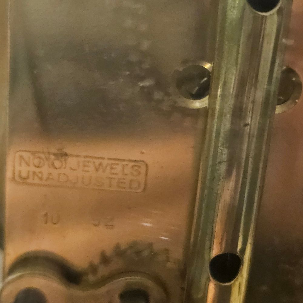 1949 Jahresuhrenfabrik BY German Clock manufacturer Gold and Cream Stand Clock - Picture 16 of 16